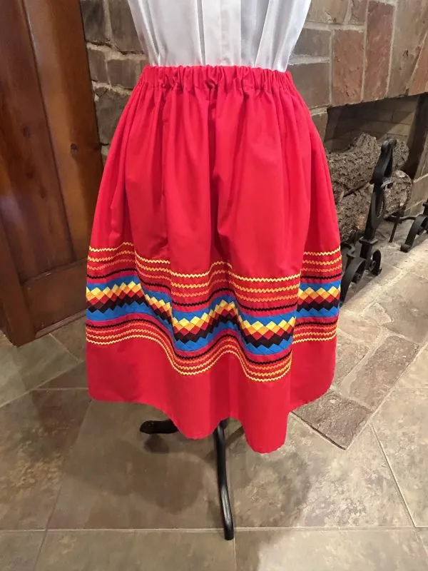 Red Patchwork and Ric-Rac Skirt