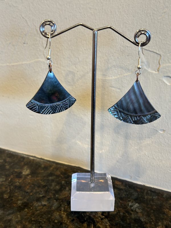 Dark Triangular Shell Earrings - Amanda Rutland