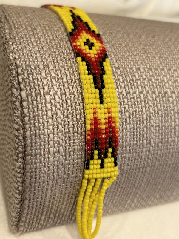 Yellow/Red/Black Beadwork Bracelet- A