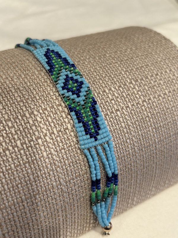 Light Blue/Green/Purple Beadwork Bracelet