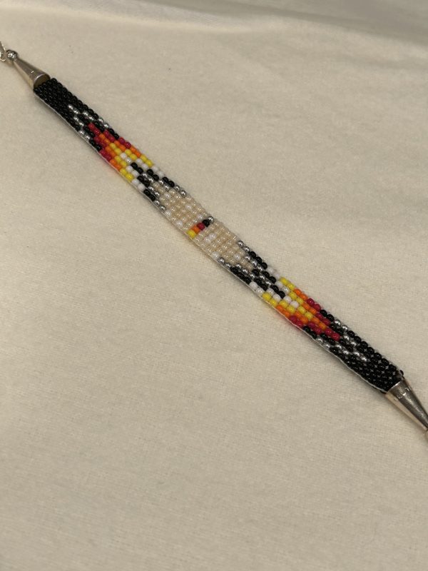 Black/Red/Orange Beadwork Bracelet