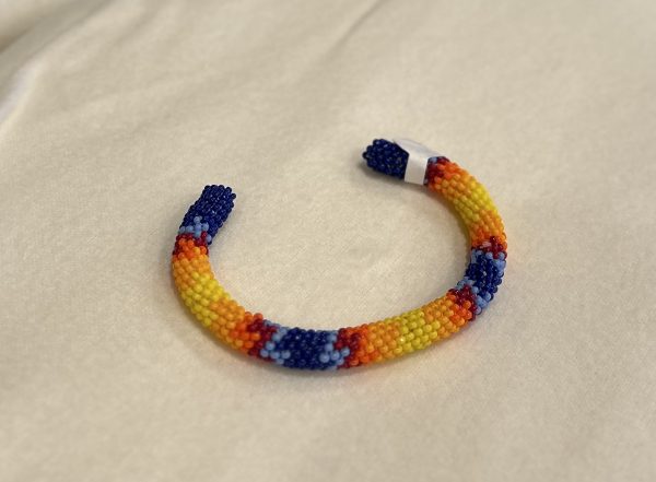 Blue/Orange/Yellow Beaded Bangle