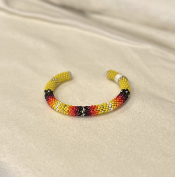 Yellow/Black/Red Beaded Bangle