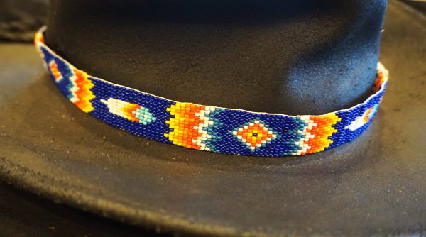 Blue beaded hatband