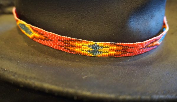 Beaded Red and Multicolor Hatband